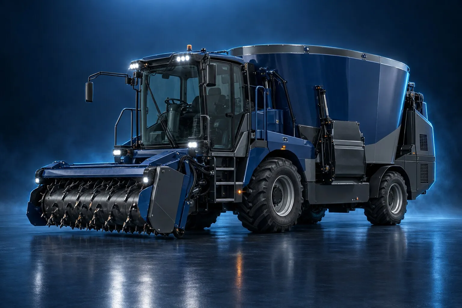 Carro miscelatore semovente con fresa anteriore
