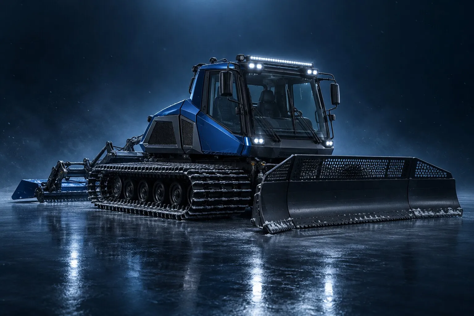 Gatto delle nevi con lama anteriore e barra LED